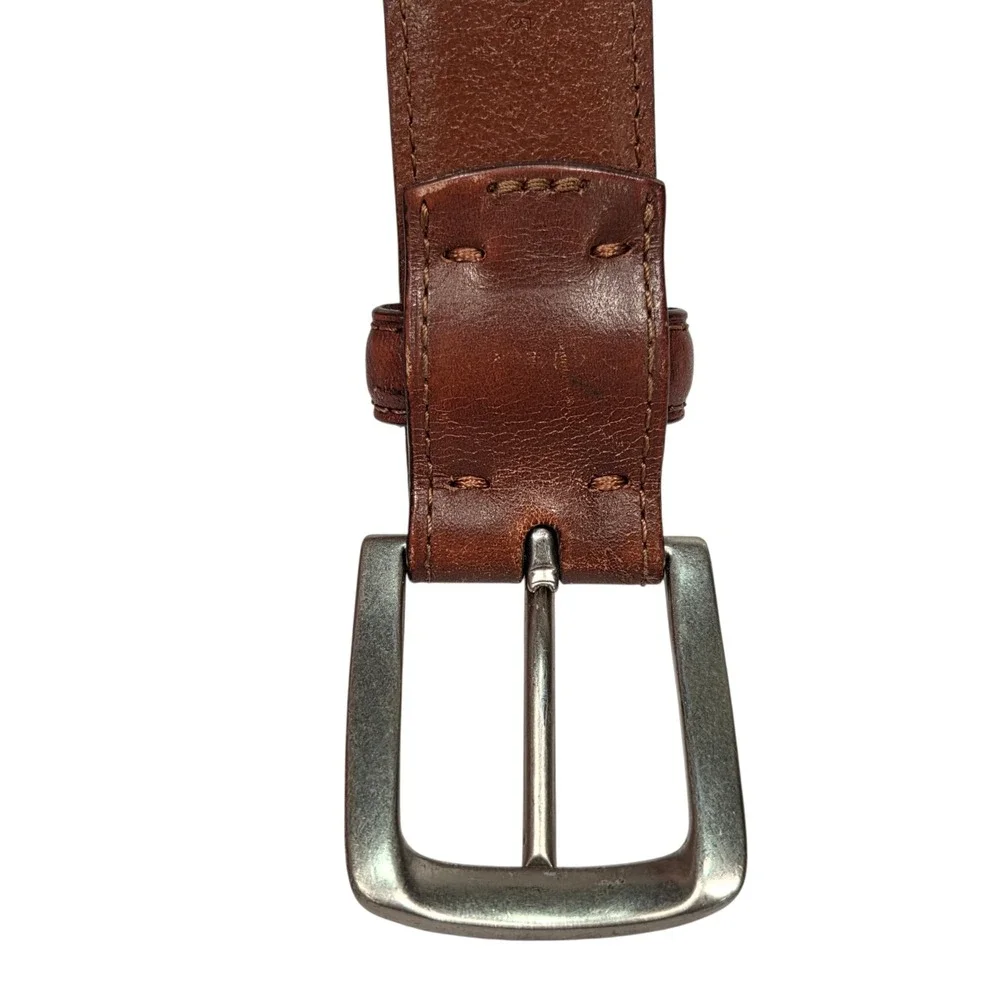 Vtg Polo Ralph Lauren Leather Belt Mens 40 Brown Silver Buckle 405191717 Classic
